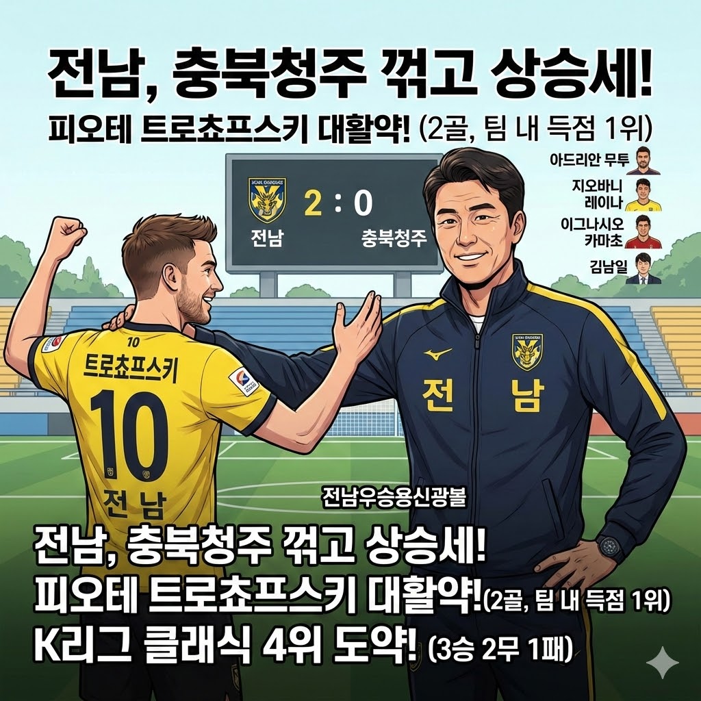 전남, [트로쵸프스키] 활약에 우승 보인다!